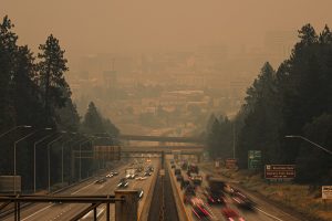 Spokane August 2026 Wildfire Smoke Covers Downtown Spokane, WA